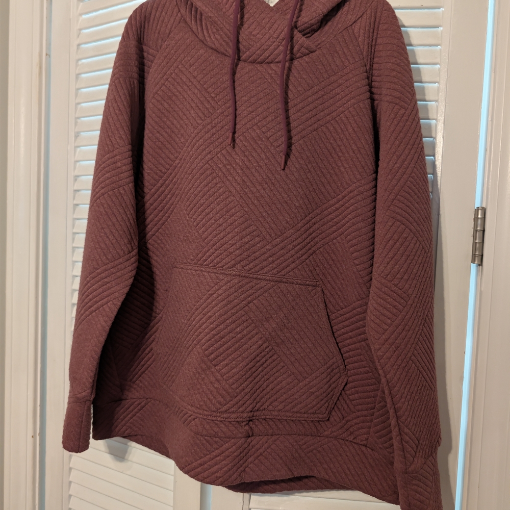GreenTea Quilted Hooded Pullover - Dusty Plum